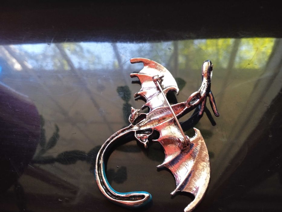 Большая брошь Голубой дракон