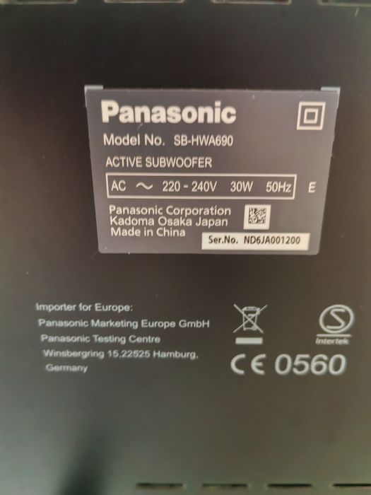 Panasonic Wireless active subwoofer