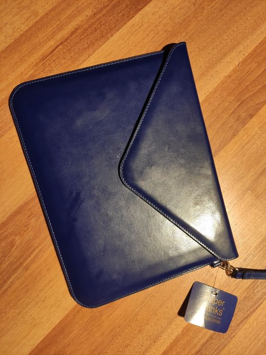 Skórzany pokrowiec na iPad, tablet kobaltowy niebieski