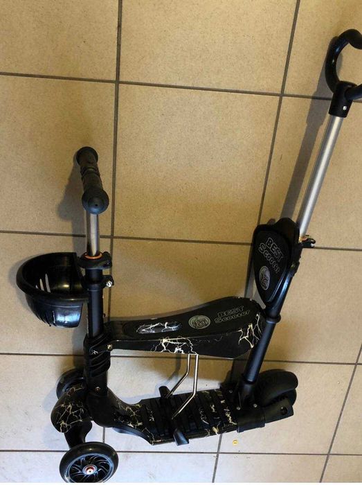 Самокат Блискавка 5в1 з батьківською ручкою витримує 80 кг