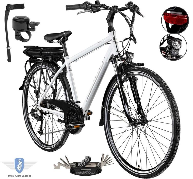 Rower Elektryczny Męski Trekkingowy 28 250W ALU Shimano Amortyzacja