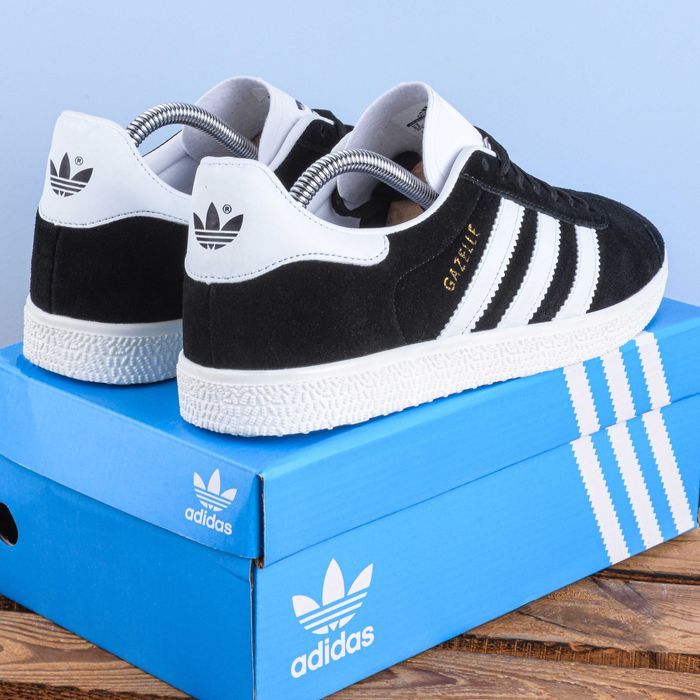 (2241) Акція! Кросівки кеди Adidas Gazelle чорні з білим (36-46) адідас