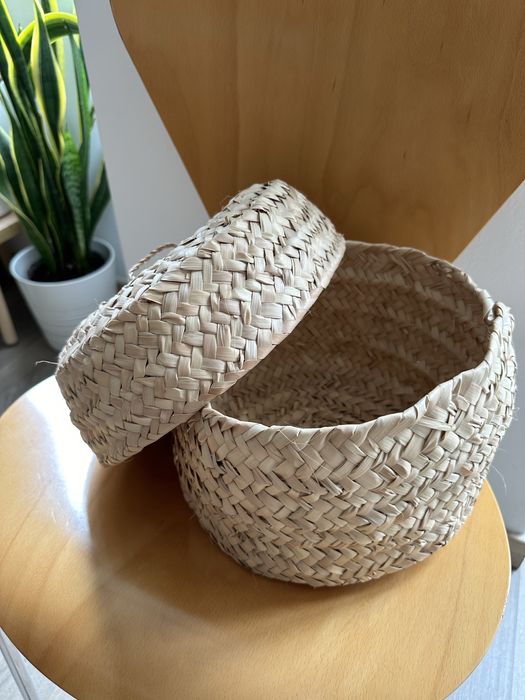 Cestos caixas em palma com tampa