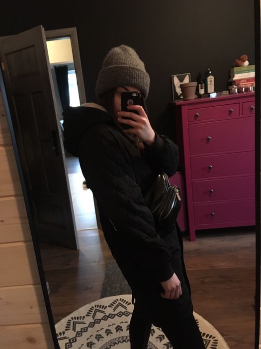czarna pikowana kurtka parka zalando luźna