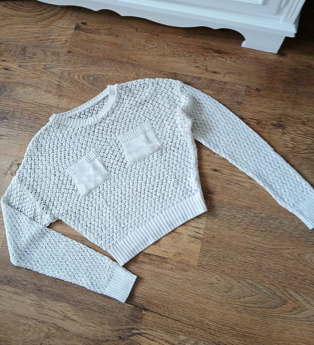 Sweter ażurowy lniany len bawełna S/M