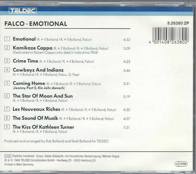 CD Falco - Emotional (1986) (TELDEC)