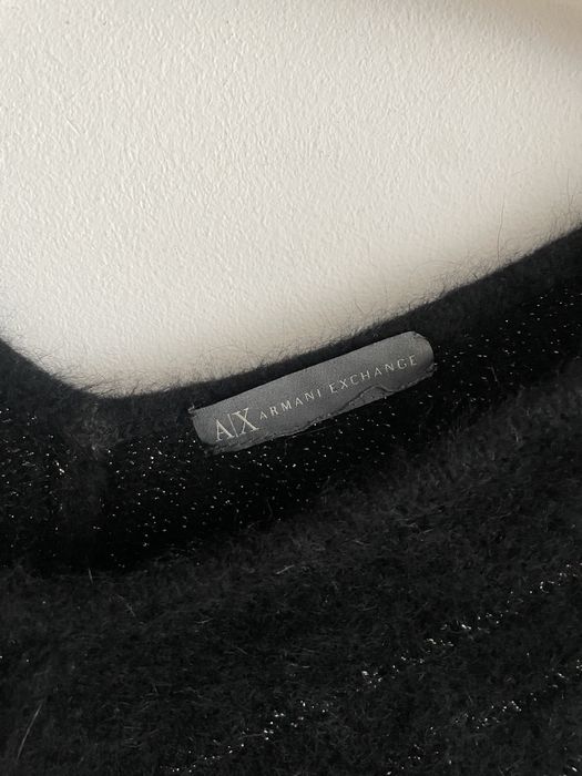 Armani elegancki sweter z angory srebrna nitka glamour