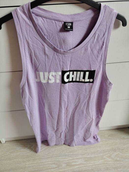 koszulka bez rękawów marki FSBN z nadrukiem "Just Chill r. L