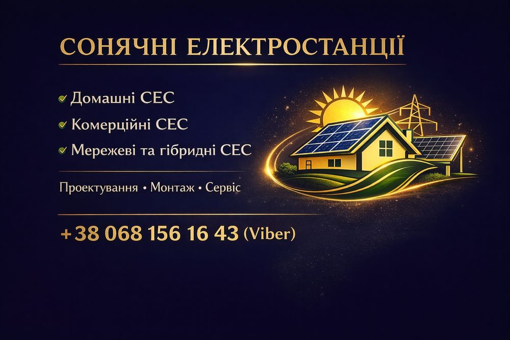 Сонячні електростанції під ключ. Монтаж. Домашні та комерційні СЕС