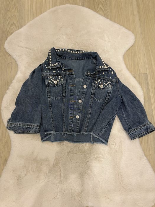 Jaqueta Jeans com Perólas