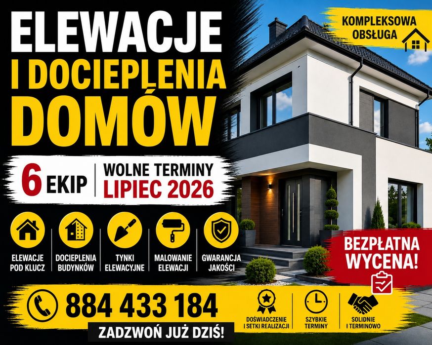 ELEWACJE I DOCIEPLENIA | 6 Ekip | Wolne Terminy na LATO 2026