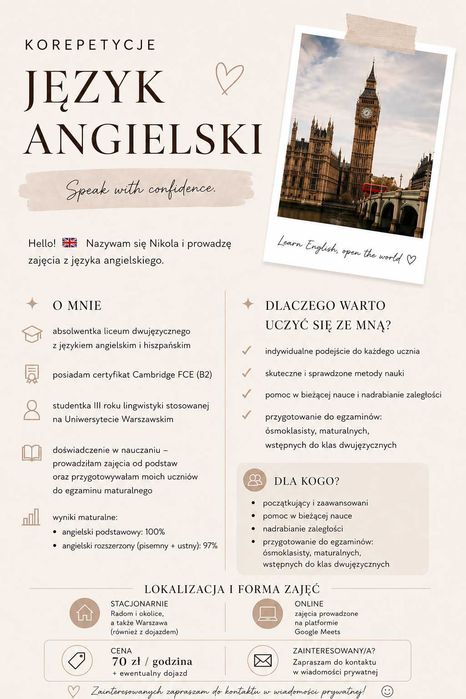 Korepetycje z języka angielskiego