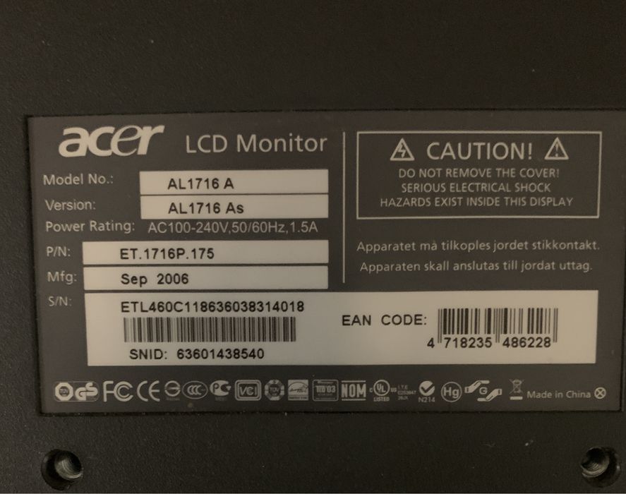 Monitor Acer 17