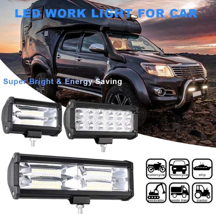 LED Bar 12v 24V lampa halogen robocz quad ATV off road jeep cross 144W