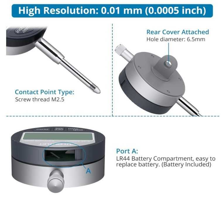 Cyfrowy czujnik zegarowy 0-25mm z podstawą magnetyczną AUTOUTLET