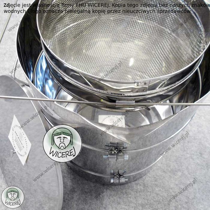 Odstojnik do miodu Nierdzewny 60L z SITEM i z Profilowanym Stożkiem