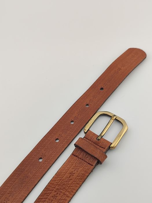 r. 72-83  Lloyd Pasek Retro damski skóra brązowy złota klamra