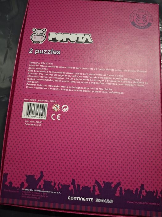 Puzzle Popota com 2 puzzles de 48 peças cada (total: 96 peças).