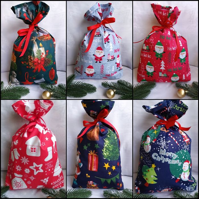 Новорічні мішечки , торбинки для пакування подарунків