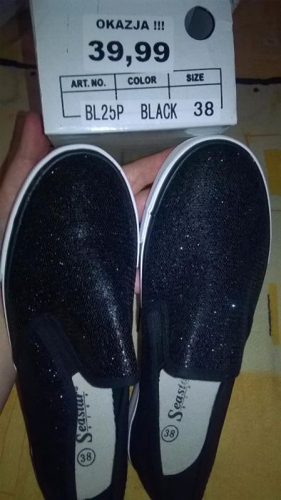 Trampki/tenisówki, buty brokatowe, rozm. 38, nowe