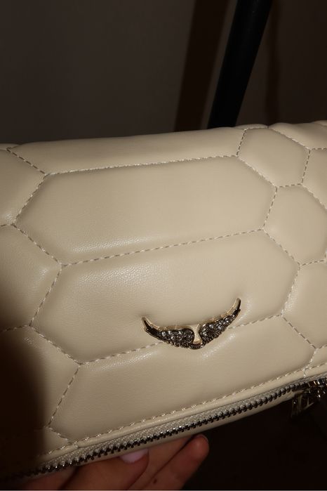 ЧИТАЙТЕ ОПИС!!сумка клатч  в стилі zadig&voltaire rock quilted молочна