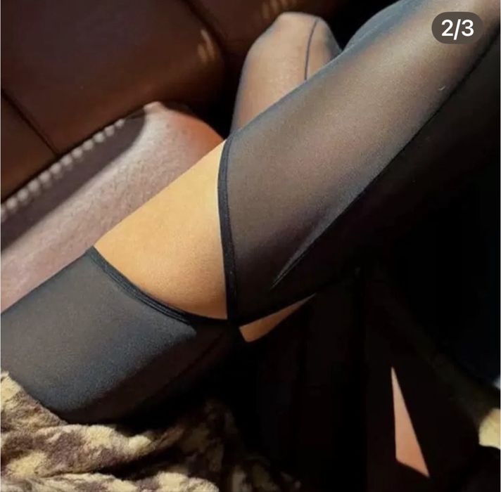 Лосини колготи сітка міцна чорні капронові штрипки дірка