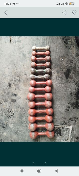 Гири 16 кг., 24 кг., 32 кг.,Гриф Динамо, гантели цельные и разборные.