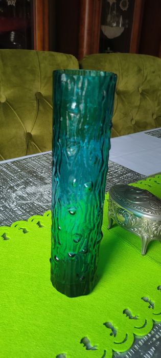 Wazon turkusowy lazurowy pieniek PRL