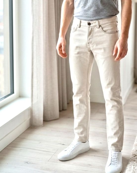 spodnie męskie białe 29/32 jeansowe Jack & Jones szczupły wysoki mężcz