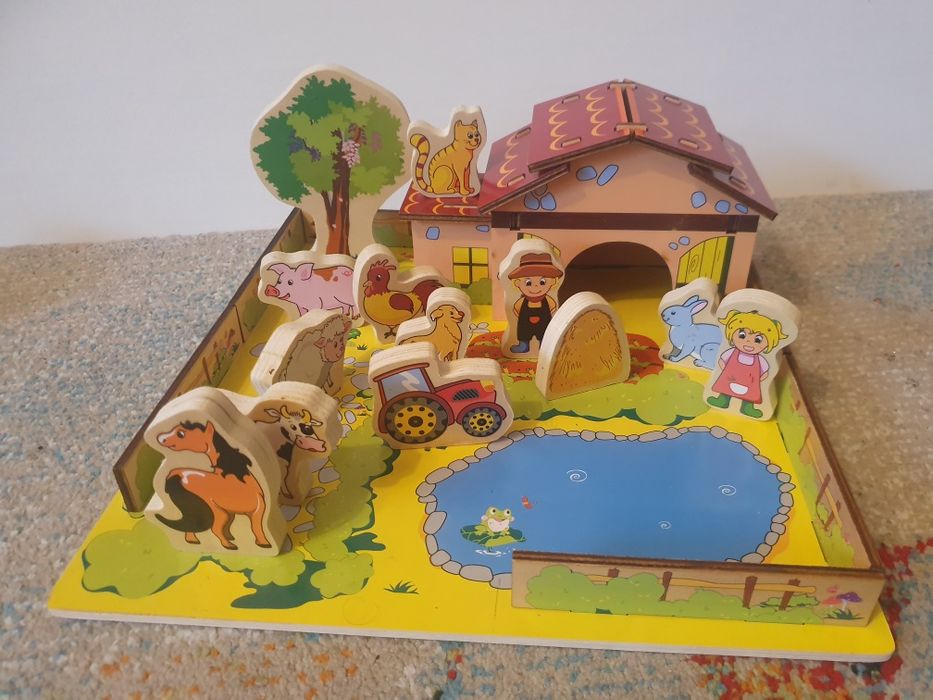 Drewniane puzzle farma