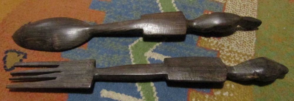 łyżka widelec heban Afryka pamiątka