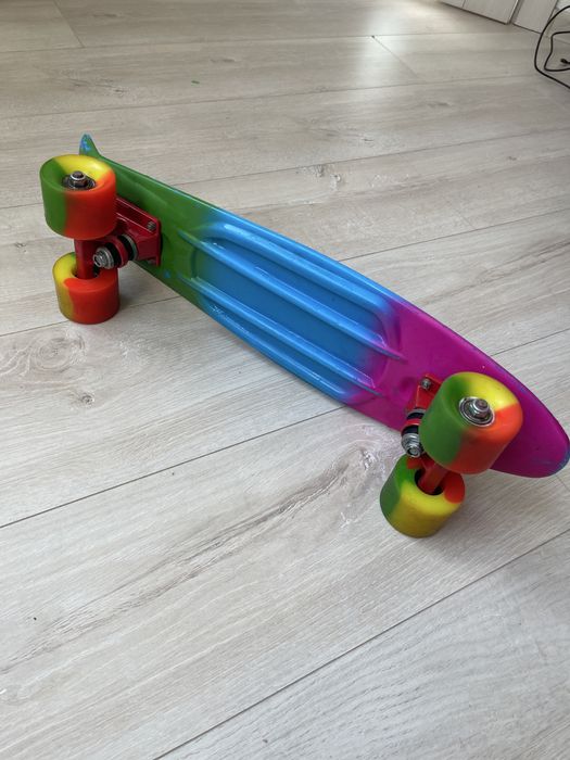 Пениборд скейт разноцветные колеса детский скейтборд