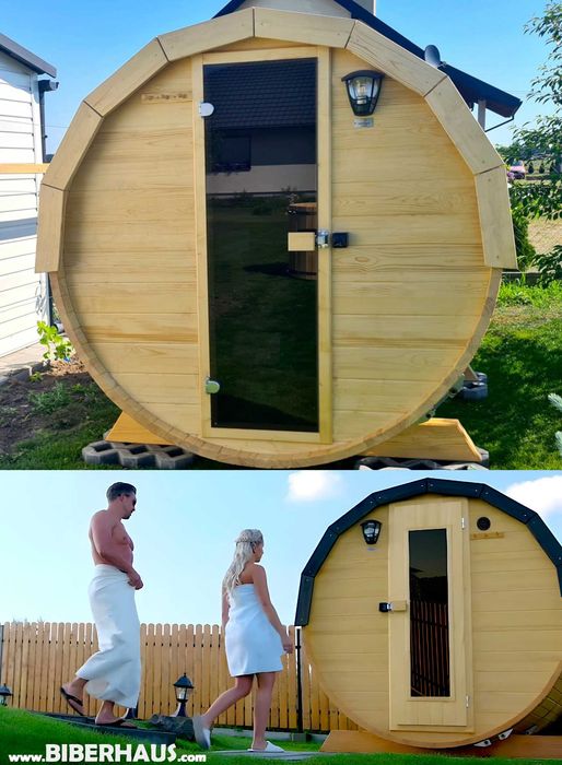 SAUNA Ogrodowa 150 cm MIKRO 2/3 osob +GRATIS Beczka 500L +Akcesoria 3 DNI DOSTAWA