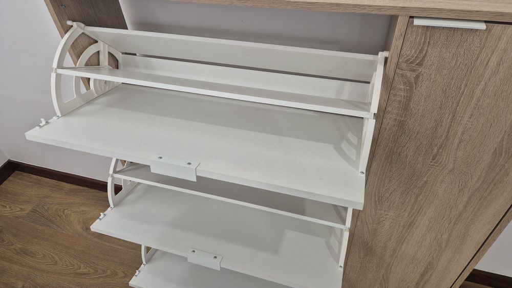 Sapateira Slim 4 Portas Carvalho/Branco