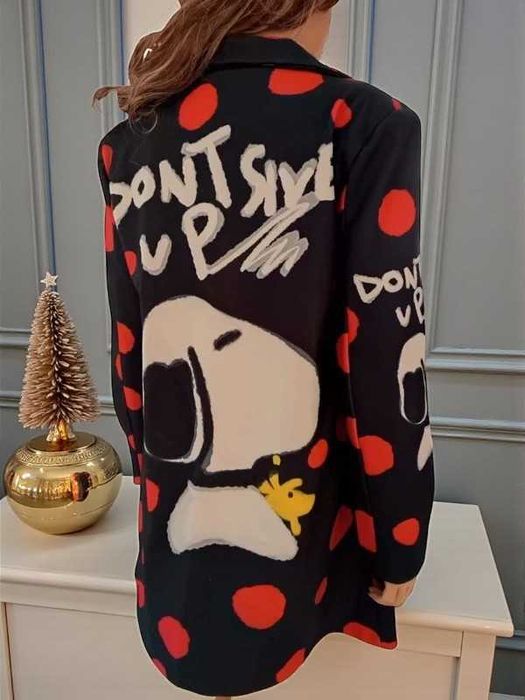 Nowy płaszcz damski grochy kreskówkowa polska dots