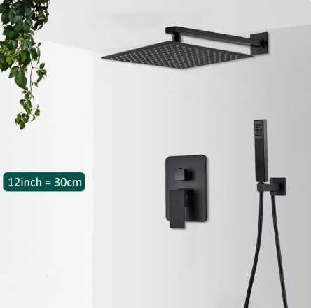 Душевой гарнитур QUYANRE для скрытого монтажа в черном цвете дисплей