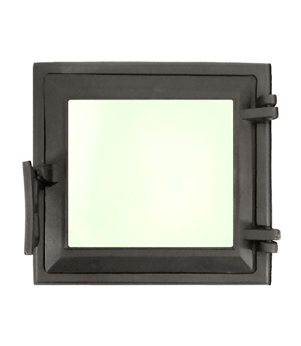 Чугунная дверца для печи со стеклом  и регулировкой подачи воздуха