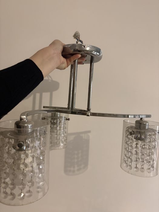 Stylowa lampa sufitowa 3-punktowa chrom + kryształki | Nowoczesna