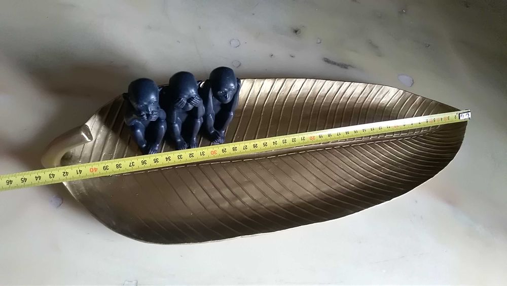 блюдо-листок з 3-мя мудрыми обезьянами+3-фигурки будда