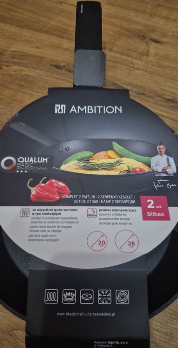 Ambition Bilbao 2 patelnie zestaw 20 cm 28 cm indukcja inne kuchenki
