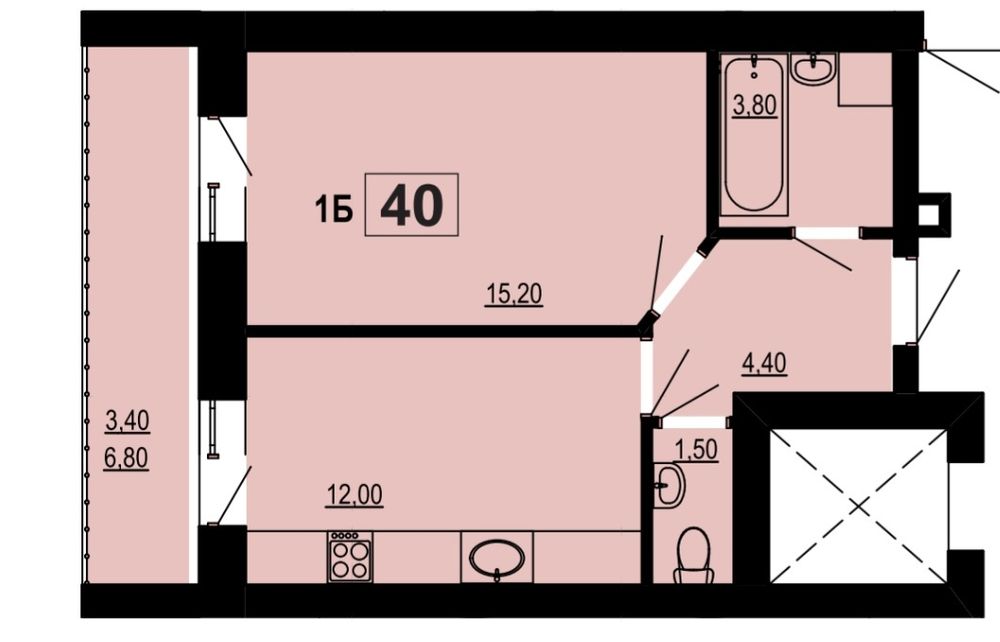 1к Галицька, готова до ремонту