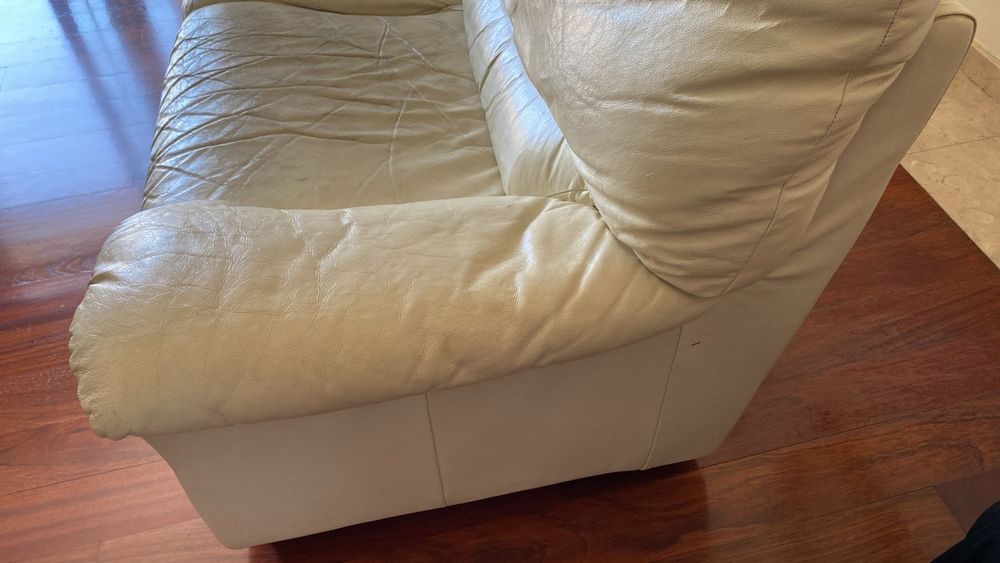 Sofa 3 lugares pele branca Divani & Divani