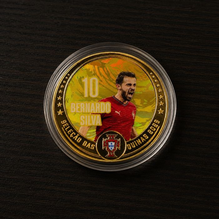Moeda Comemorativa Bernardo Silva – Edição Especial 2026 | Banhada a Ouro 24K