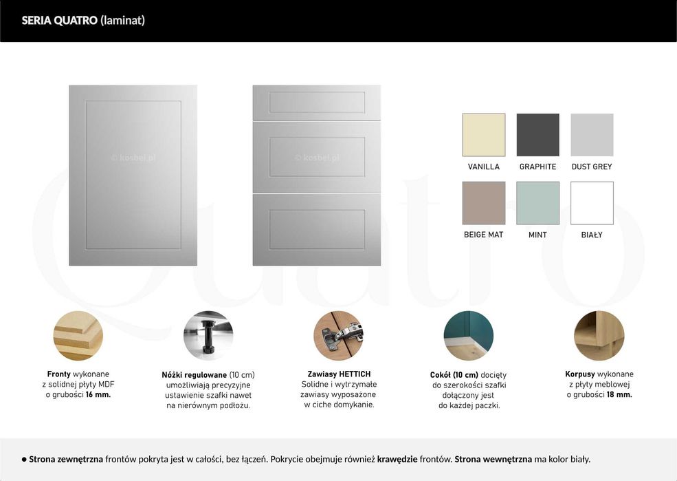 MK Kuchnia QUATRO meble, szafki kuchenne mat TRANSPORT wycena