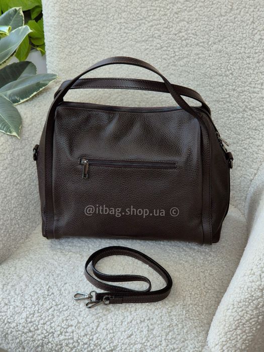 Містка шкіряна сумка італійська боулер. Большая кожаная сумка, Италия