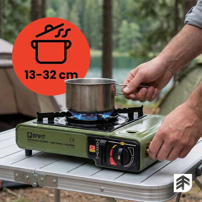 Kuchenka turystyczna gazowa SPARK100 2500W walizka adapter