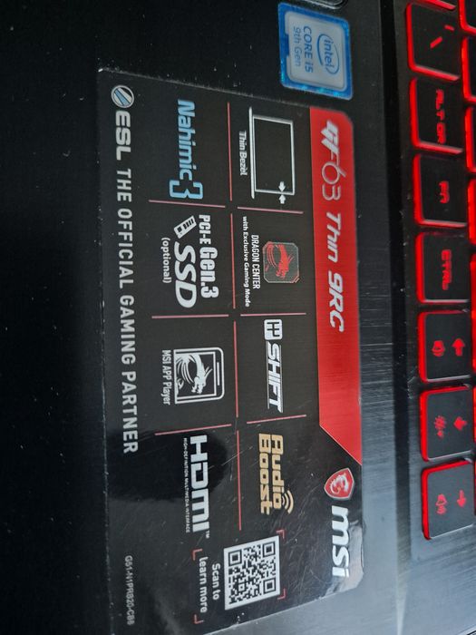 Laptop MSI  GF 63Thin 9RC