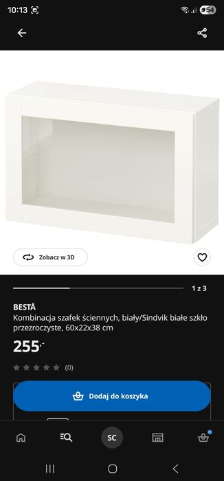 3 szafki BESTA IKEA drzwiczki mleczne szkło GLASS wąska szafkaVIK