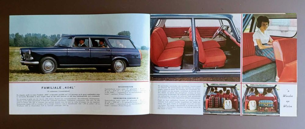 Folheto brochura publicidade memorabília 1965 Peugeot 404
