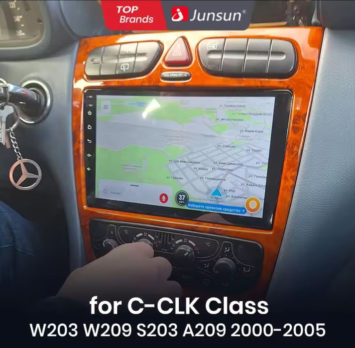 Rádio 9" Android Mercedes W203 S203 A209 Carplay 2/32GB GPS WiFi novo